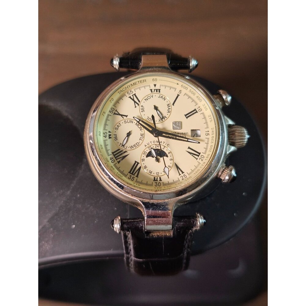 Steinhausen TW391 Automatic Moonphase Wrist Watch Extra Band WORKING